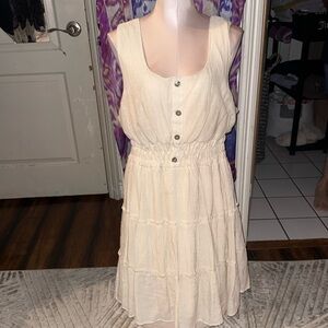 Preloved Sleeveless Cream Button-Front Dress